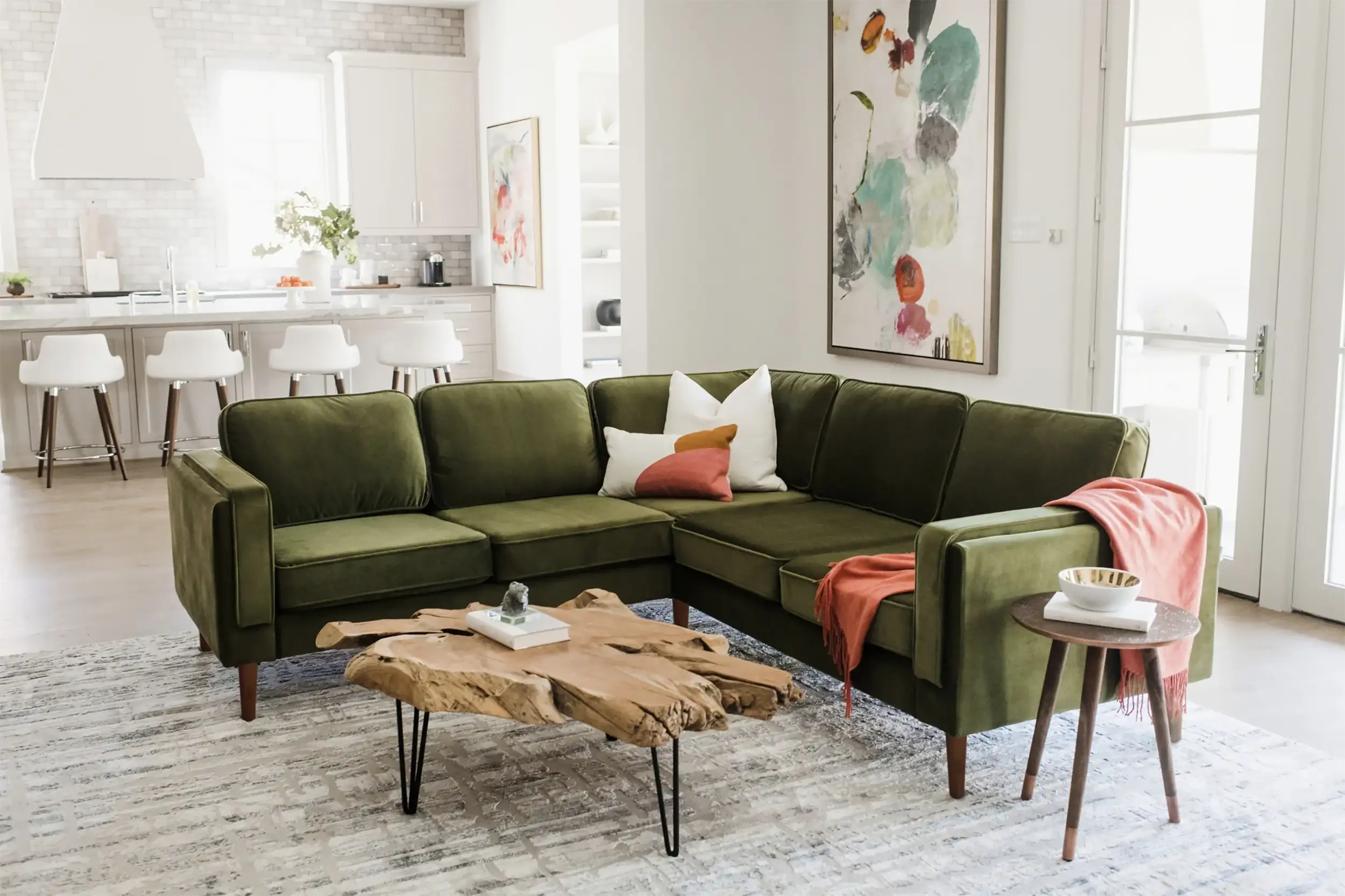 Green online corner sectional