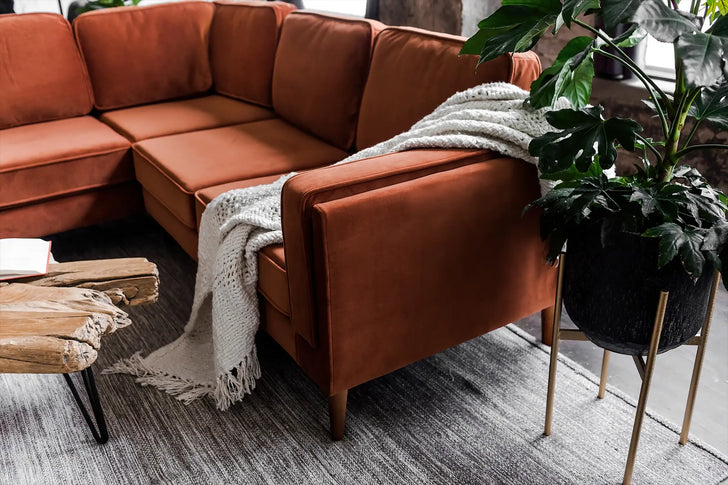 Rust colored leather sectional sofa discount