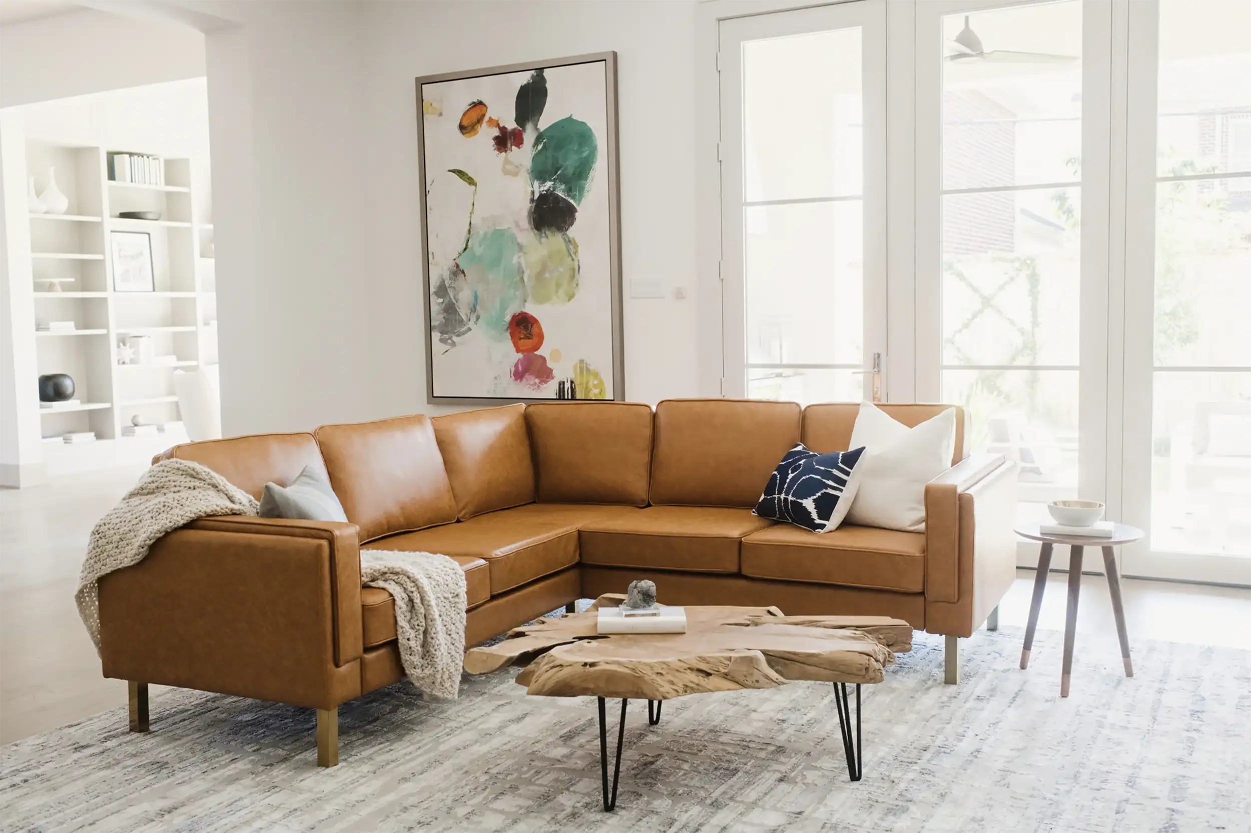 Leather corner best sale sectional couch