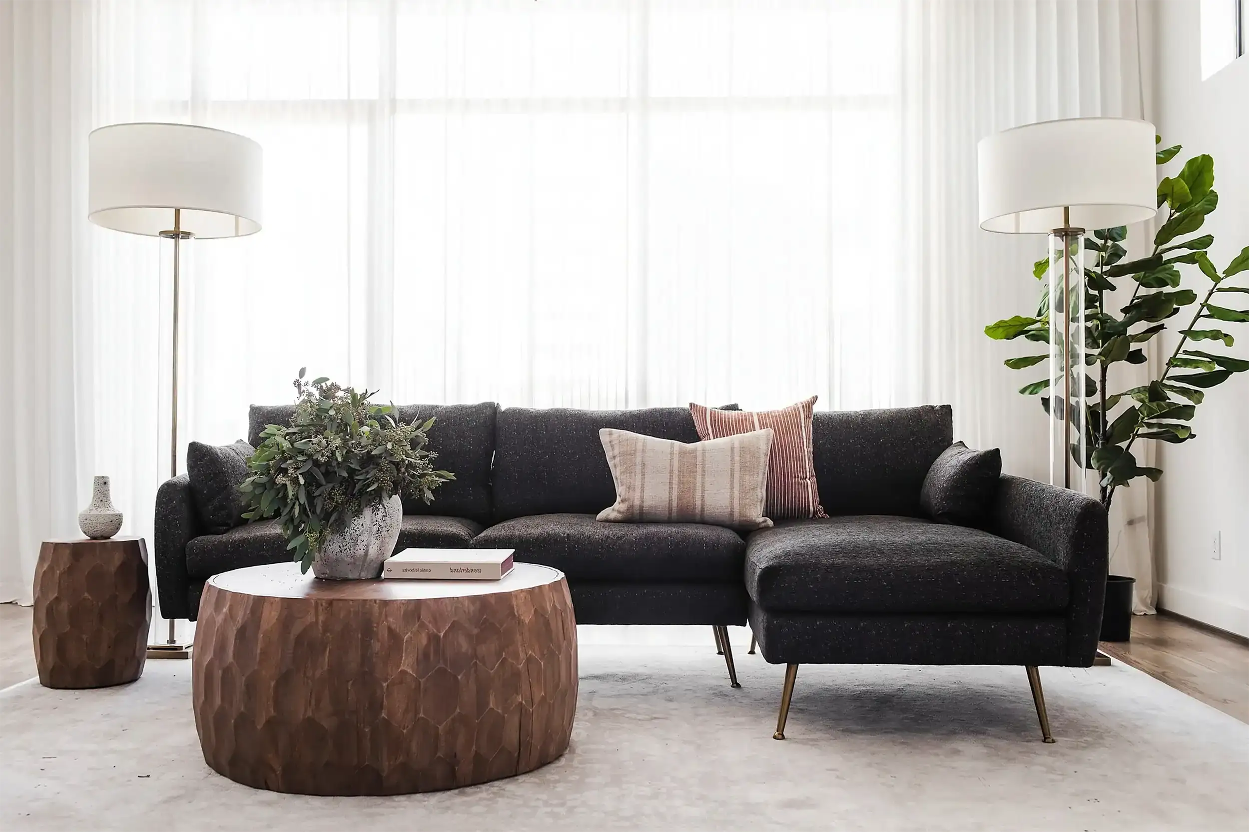 Park Sectional Sofa Charcoal Fabric Edloe Finch Edloe Finch
