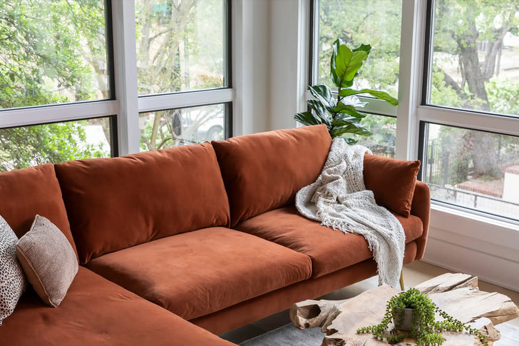 Rust velvet sectional hotsell