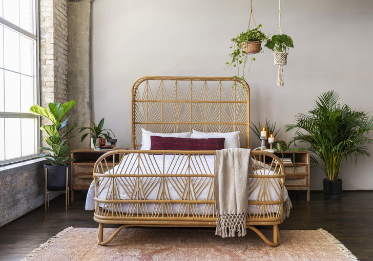 Yara Rattan Bed - Boho Modern – Edloe Finch Furniture Co.