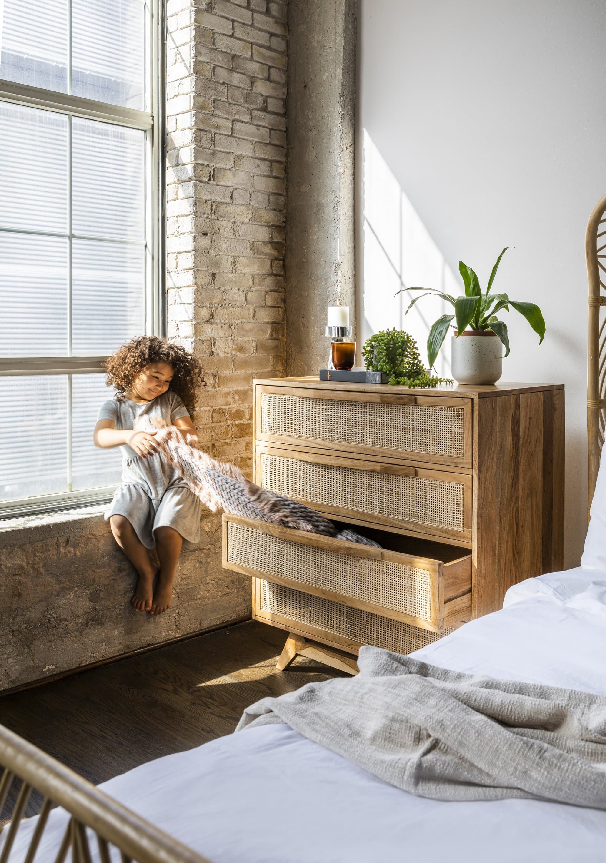 Lyra 4-Drawer Cane Rattan Dresser - Boho Modern Lyra 4-Drawer Cane Rattan Dresser - Boho Modern