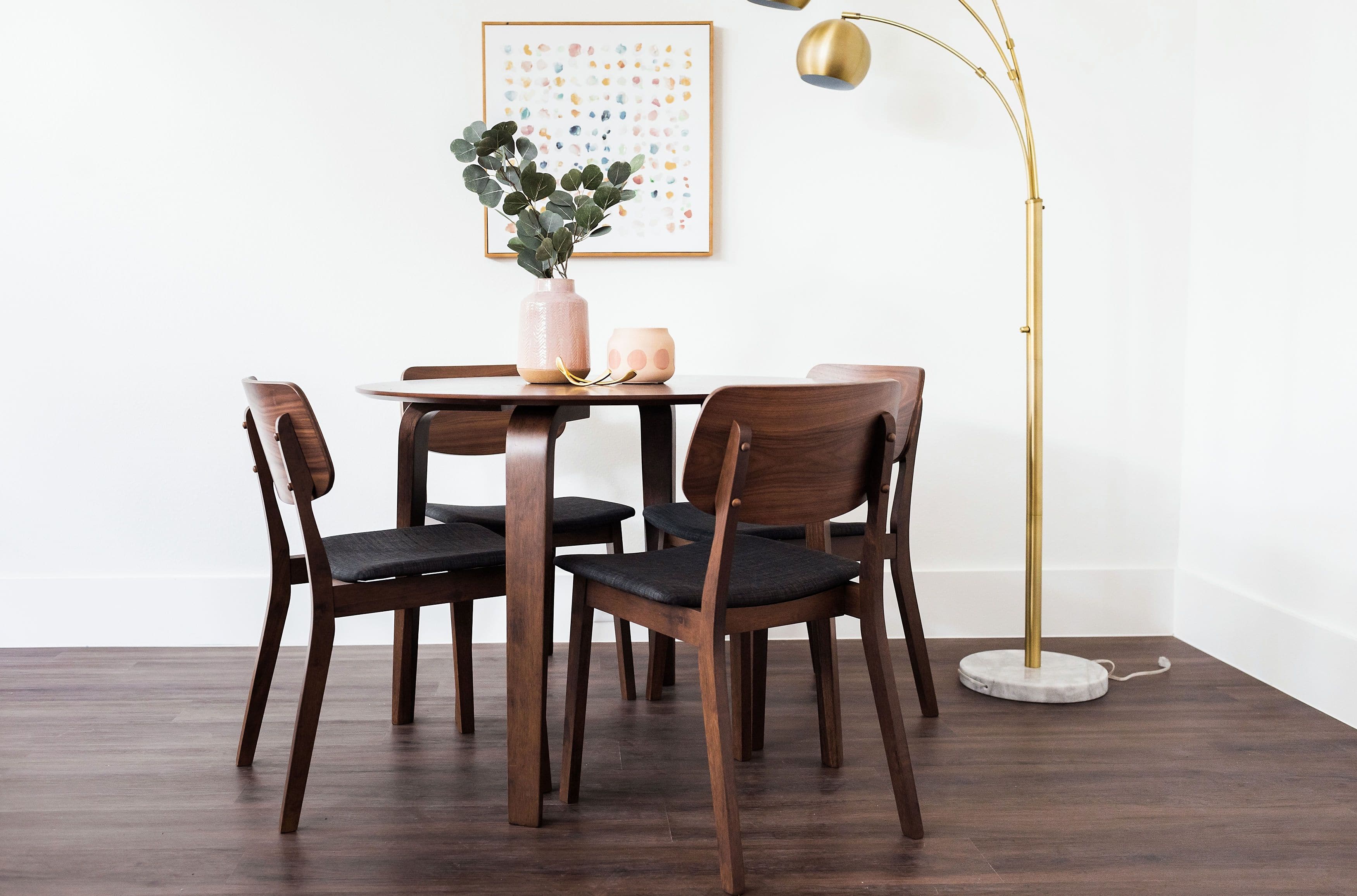 Mid Century Small Round Wooden Kitchen Table Mid Century Modern