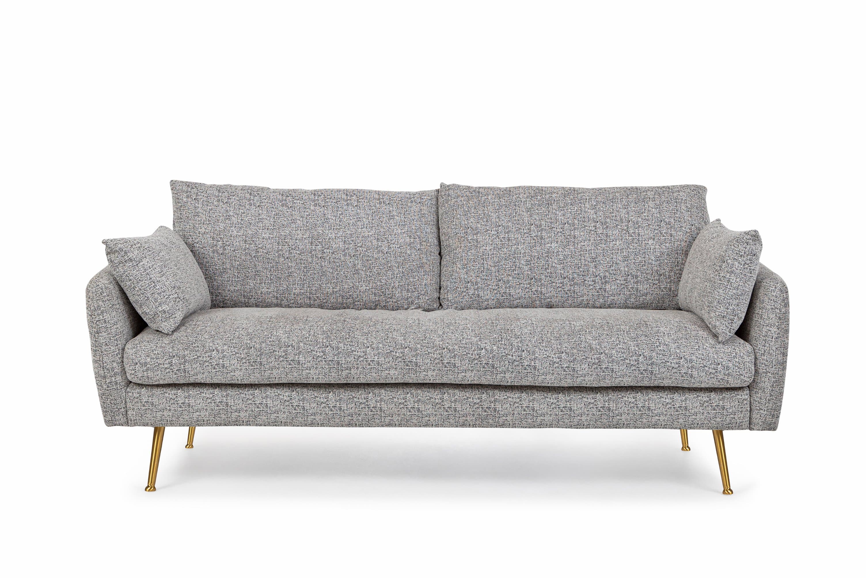 Albany Park 82 Round Arm Sofa With Reversible Cushions Gray Fabric Gold 35 0 H X W D