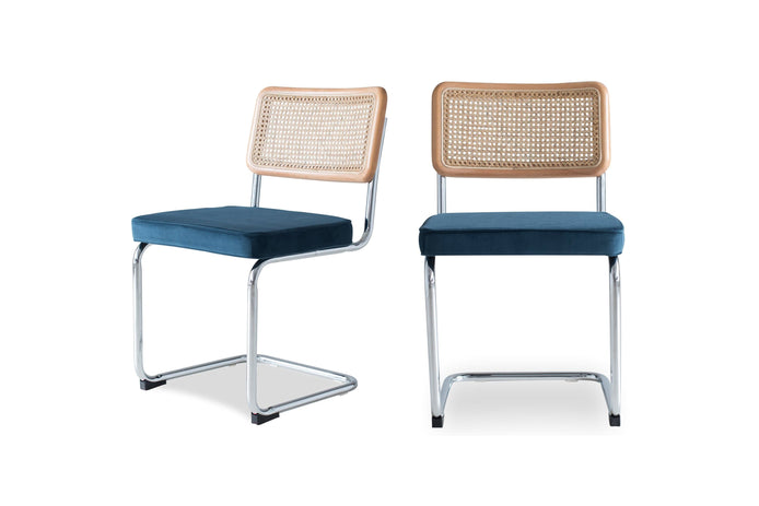 Jessica Modern Dining Chairs Set of 2 Teal Blue Upholstered Fabric Edloe Finch Furniture Co