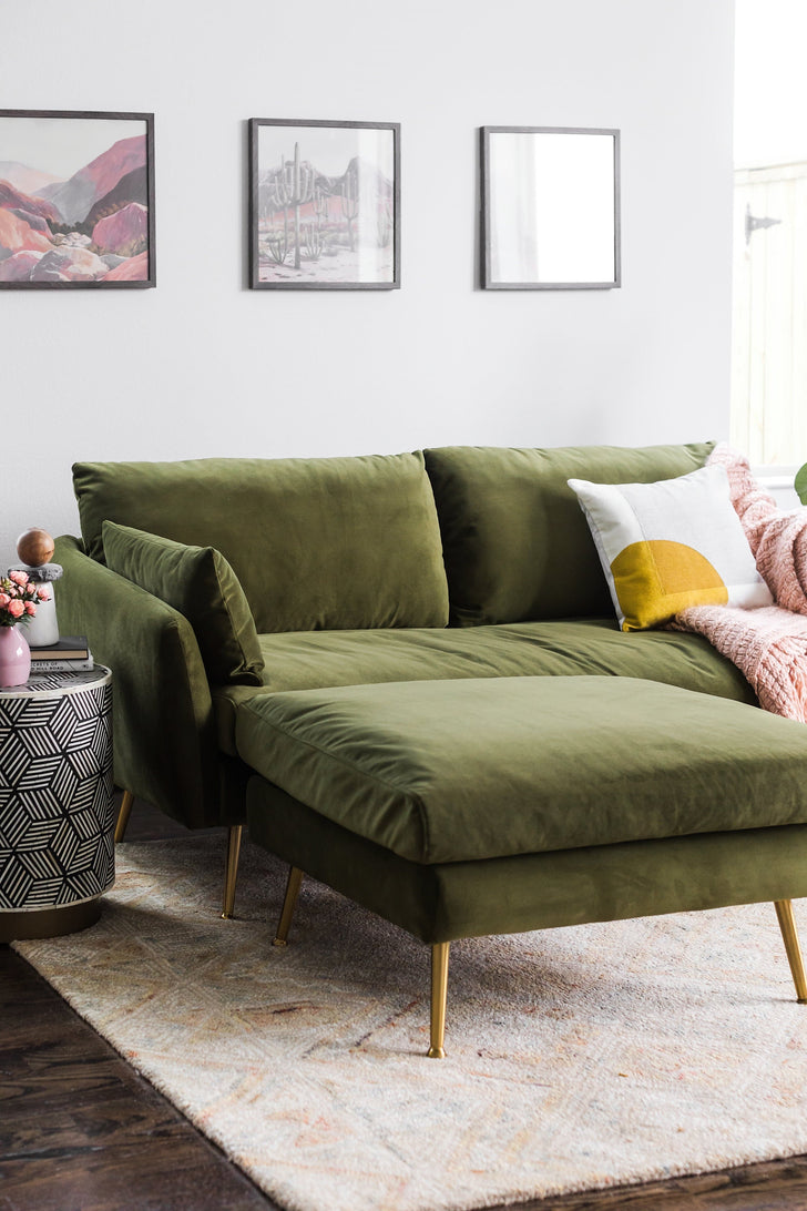 Olive green velvet sectional sales